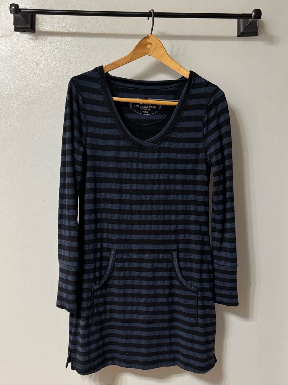 Soma Navy and Black Striped Long-Sleeve Tunic Dress
